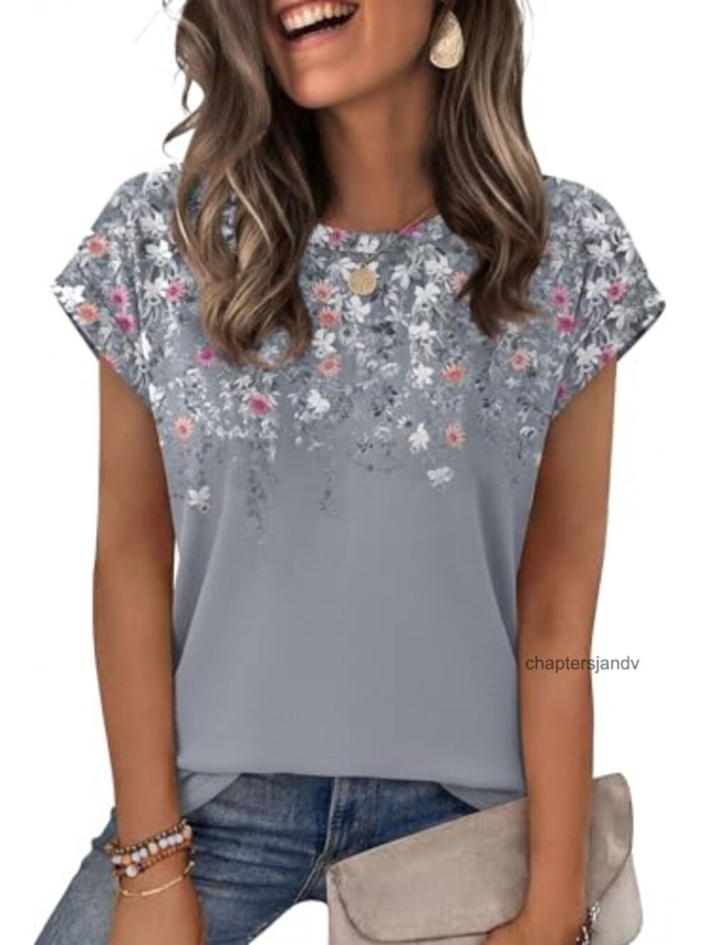 Womens Lightweight Polyester Spandex Short Sleeve Crew Neck Tunic T-Shirt